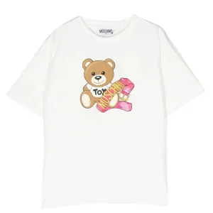 Moschino Girls Maxi T-shirt in White 6A Cloud