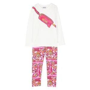 Moschino Girls T-shirt and Leggings Set in Pink White 10A TOY Foulard