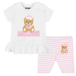 Moschino Baby Girls Ruffled Tracksuit Set Pink 18/24 Optical White