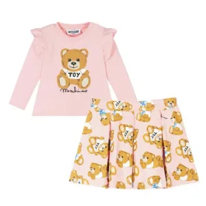 Moschino Baby Girls Teddy Bear And T-shirt Set Pink 12M