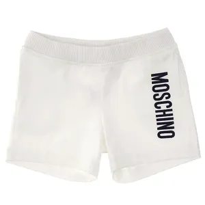 Moschino Baby Unisex Logo Print Shorts White 12/18 Optical