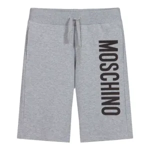 Moschino Boys Logo Cotton Shorts Grey 10Y