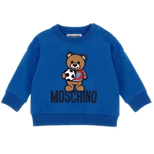 Moschino Baby Boys Teddy Bear Football Print Sweater Blue 12/18 Skydiver