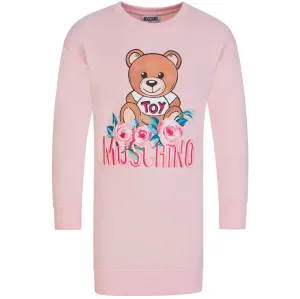 Moschino Girl's Bear & Flower Sweater Dress Pink 10Y