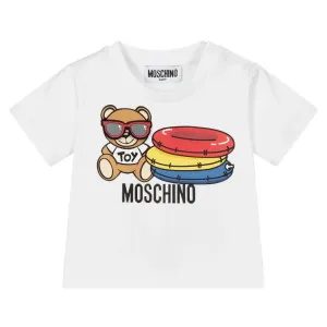Moschino Baby Boys Beach Bear Logo T-shirt White 6/9m