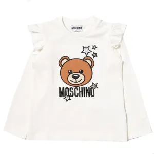Moschino Baby Girls Bear Print T-shirt White - 3M WHITE