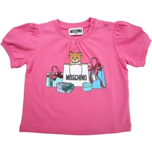 Moschino Baby Girls Teddy and Gifts Print T-shirt Pink 3Y