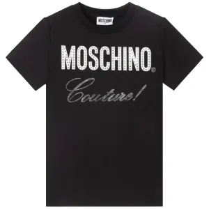 Moschino Girls Couture Diamante Logo T-shirt Black 10Y
