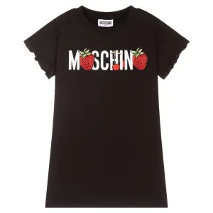 Moschino Girls Strawberry Logo T-shirt Black 10Y