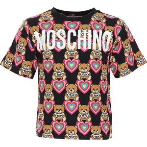 Moschino Girls Teddy Heart T-shirt Black 4Y