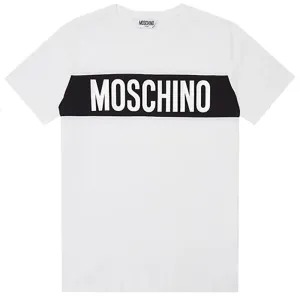 Moschino Unisex Kids Stripe Logo T-shirt White 12Y