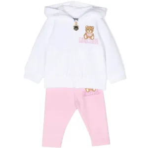 Moschino Baby Girls Hoodie & Joggers Tracksuit White 18/24 White/bonbon Pink