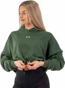 Nebbia Loose Fit Crop Hoodie Iconic Dark Green XS-S Sudadera fitness