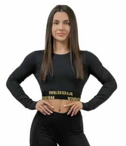 Nebbia Long Sleeve Crop Top INTENSE Perform Black/Gold L Camiseta deportiva