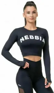 Nebbia Long Sleeve Thumbhole Sporty Crop Top Negro M Camiseta deportiva