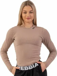 Nebbia Organic Cotton Ribbed Long Sleeve Top Marrón M Camiseta deportiva