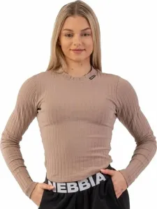 Nebbia Organic Cotton Ribbed Long Sleeve Top Marrón XS Camiseta deportiva