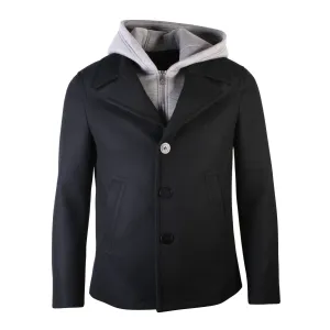 Neil Barrett Men's Layered Hooded Jacket Black/grey Black S #705995