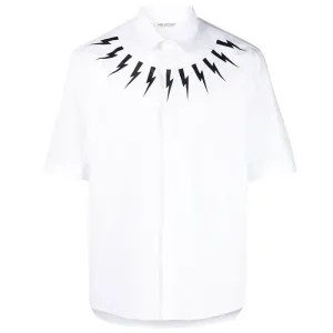 Neil Barrett Mens Bolt Half Sleeve Shirt White XL