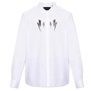 Neil Barrett Mens Mirrored Bolt Shirt White L