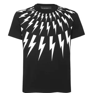 Neil Barrett Mens Fair Isle Thunderbolt T-shirt Black XXL