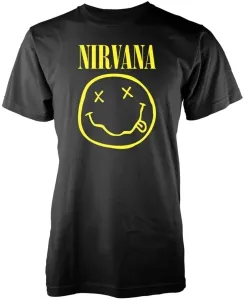 Nirvana Camiseta de manga corta Happy Face Logo Hombre Black L