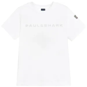 Paul & Shark Boy's Reflective Logo Print T-shirt White 10Y
