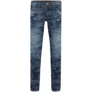 Philipp Plein Men's Camo Straight Cut Jeans Blue 34W