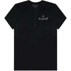 Philipp Plein Men's Logo Plaque Henley T-shirt Black L