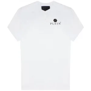 Philipp Plein Men's Logo Plaque Henley T-shirt White L