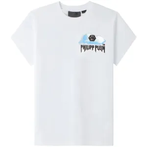 Philipp Plein Men's T-shirt Round Neck Ss Clouds White M