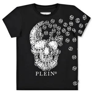 Philipp Plein Boy's T-shirt Broken Skull Black 12Y