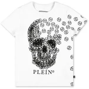 Philipp Plein Kids T-shirt Broken Skull White 10Y