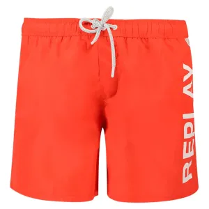 Replay Mens Logo Swim Shorts Orange S