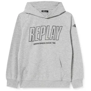 Replay Boys Logo Hoodie Grey - 4Y GREY