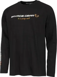 Savage Gear Camiseta de manga corta Signature Logo Long Sleeve T-Shirt Black Caviar M