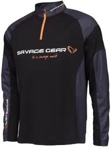 Savage Gear Camiseta de manga corta Tournament Gear Shirt 1/2 Zip Black Ink 2XL