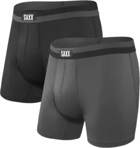 SAXX Sport Mesh 2-Pack Boxer Brief Black/Graphite 2XL Ropa interior deportiva