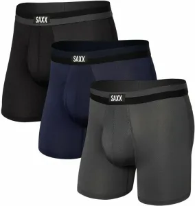 SAXX Sport Mesh 3-Pack Boxer Brief Black/Navy/Graphite L Ropa interior deportiva