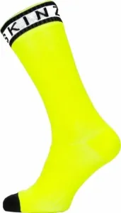 Sealskinz Waterproof Warm Weather Mid Length Sock With Hydrostop Neon Yellow/Black/White L Calcetines de ciclismo