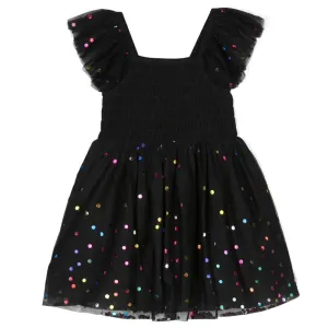 Stella Mccartney Girls Woven Dotted Dress Black 4Y