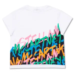 Stella Mccartney Girls Neon Print T-shirt White 10Y