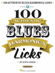 Steve Cohen 100 Authentic Blues Harmonica Licks Music Book Partitura para instrumentos de viento