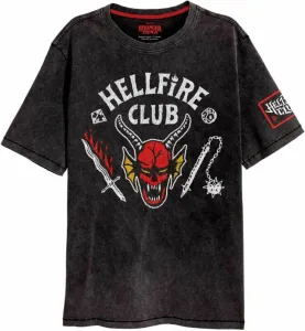 Stranger Things Camiseta de manga corta Hellfire Crest Acid Wash Black L