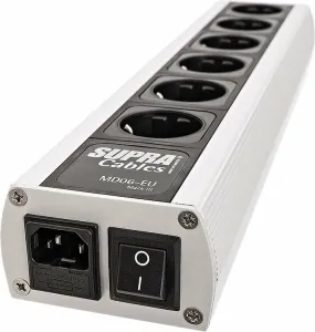 SUPRA Cables Mains Block MD06-EU Mk3.1 Switch Blanco-Negro Cable de extensión Hi-Fi