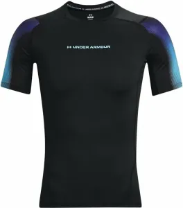Under Armour Men's UA HeatGear Armour Novelty Short Sleeve Black/Blue Surf XL Camiseta deportiva