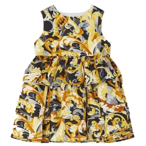 Versace Baby Girls Twill Barocco Print Dress Gold 36M