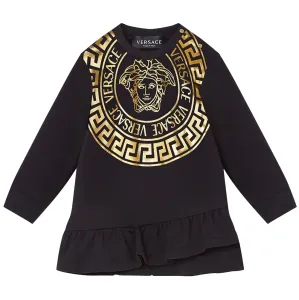 Versace Girls Medusa Print Sweatshirt Dress Black 18M