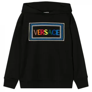 Young Versace Boys Logo Embroidered Hoodie Black 6 Years