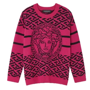 Versace Girls Wool Knitted Medusa Jumper Pink 10Y